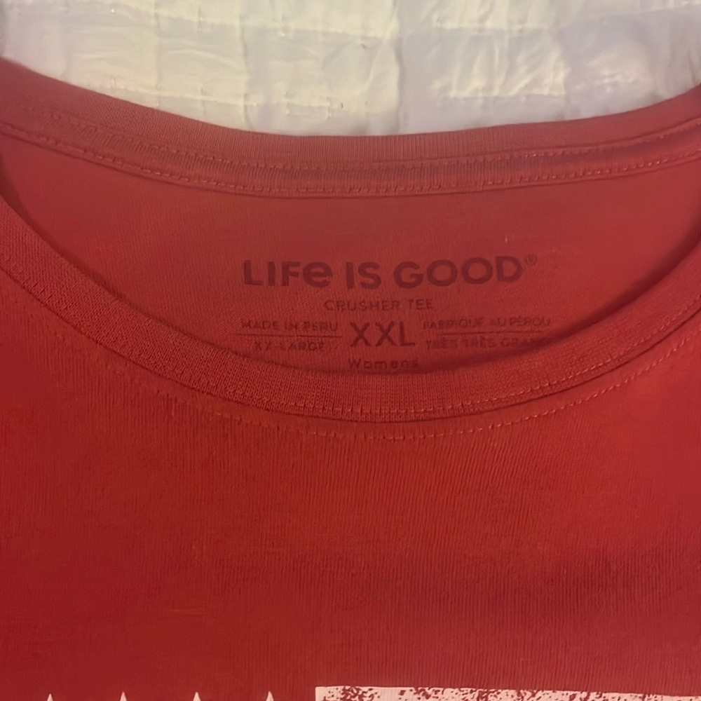 Red American flag shirt Life is Good